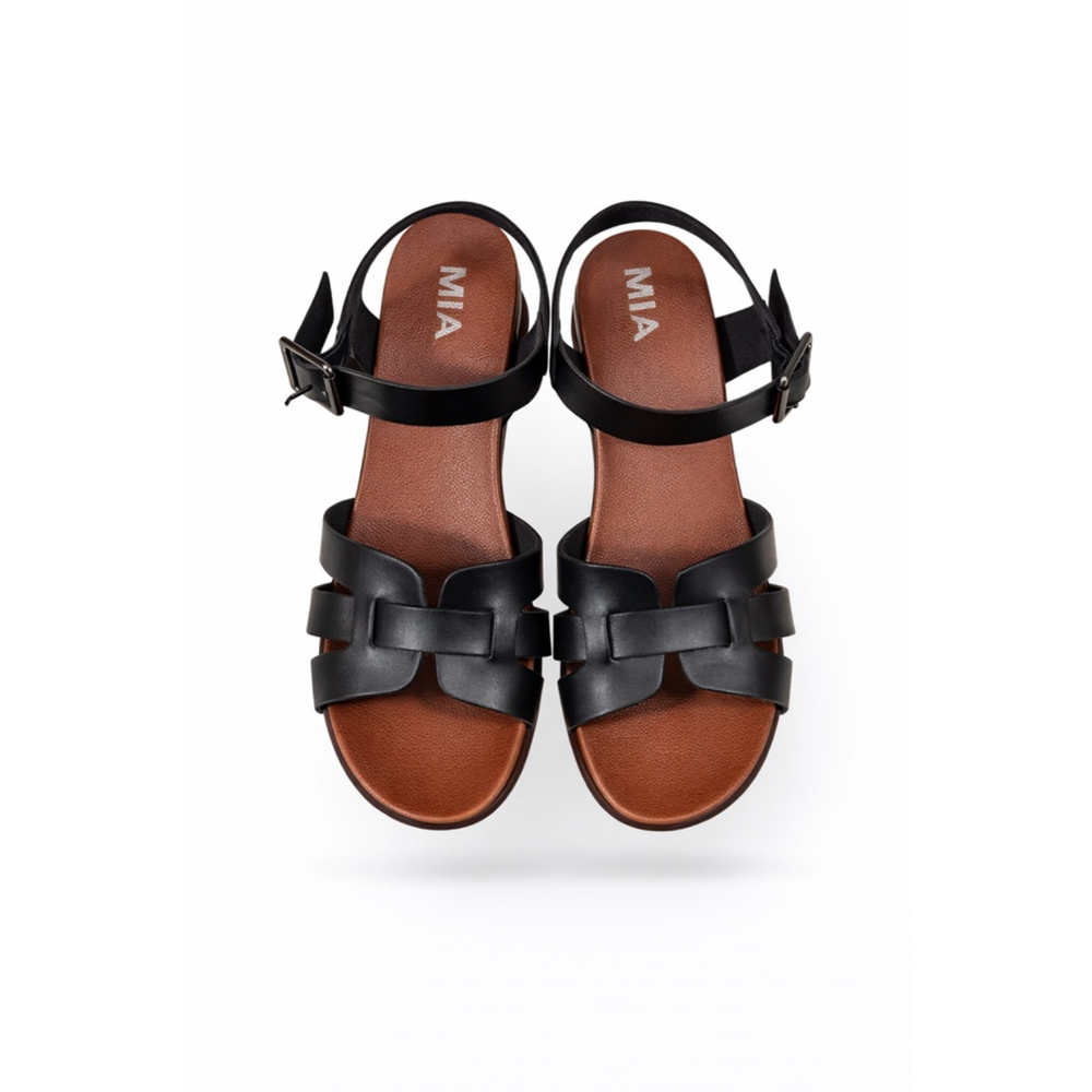MIA Annalyn Wedge Sandals Black Strappy Comfort Sole Women’s Size 9 - Picture 2 of 8